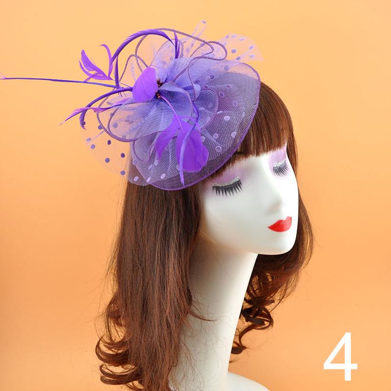 1Pc Fascinator Hat Feather Pearl Beaded Decor Girl Hair Clips Hair Accessories Headwear Flower Women's