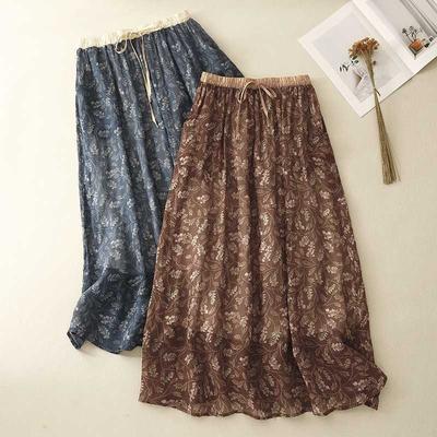 Jupe A-line imprimée taille haute
