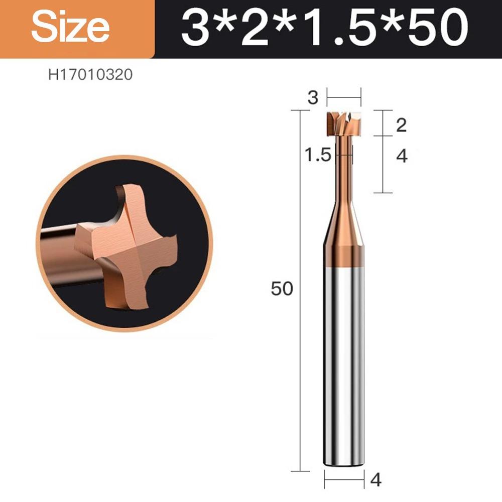 New Carbide T Slot Milling Cutter Round Handle Coating T-Groove End Mills 4 Teeth Slotting Router Bits