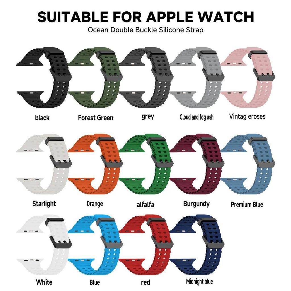 Ocean Silicone Strap+PC Case For Apple Watch Band  Series 11 10 46mm Metal Buckle Sports Bracelet Wristband iWatch 9 8 7 6 5 SE