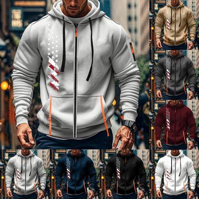 Men's Sports Casual Hoodie Hoodie Cardigan Zipper Multi-pocket Hoodie Coat