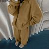 INCERUN Two Pieces Sets Winter Autumn Men Long Sleeve Furry Pullovers Long Pants Casual Outfits