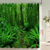 3D Tropical Rainforest Forest Landscape Printed Shower Curtain with Hook Bathroom Waterproof Polyester Bath Curtain Home Decor