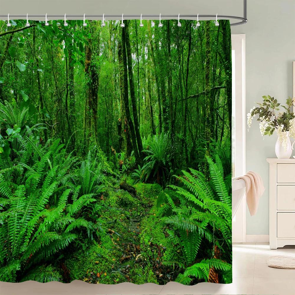 3D tropical rainforest forest landscape printed shower curtain with hook bathroom waterproof polyester bath curtain home decor
