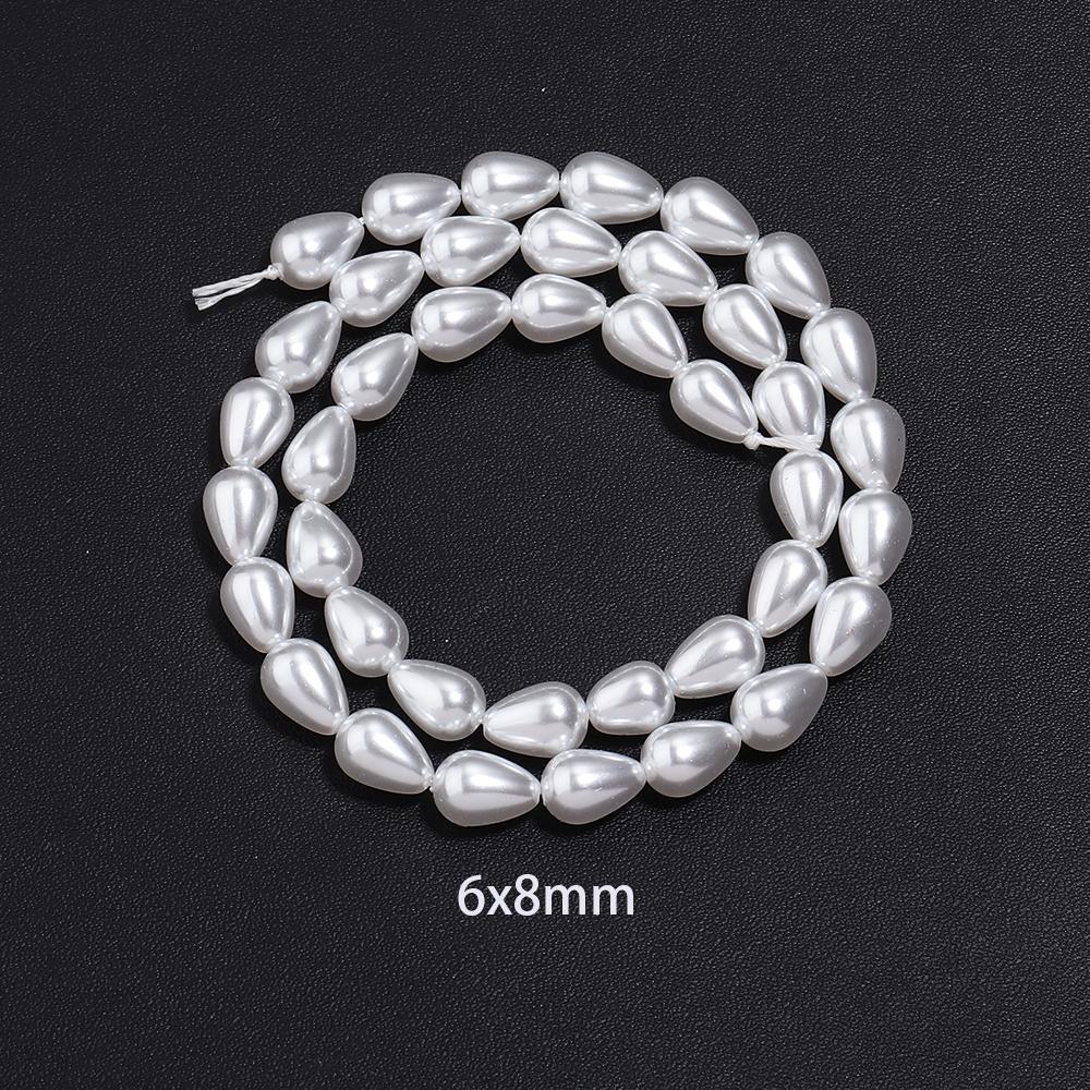 1 Strand Multisize Water Drop Shape Pearl Beads White Loose Spacer Glass Beads For DIY Charms Bracelet Necklace Jewery Accessory
