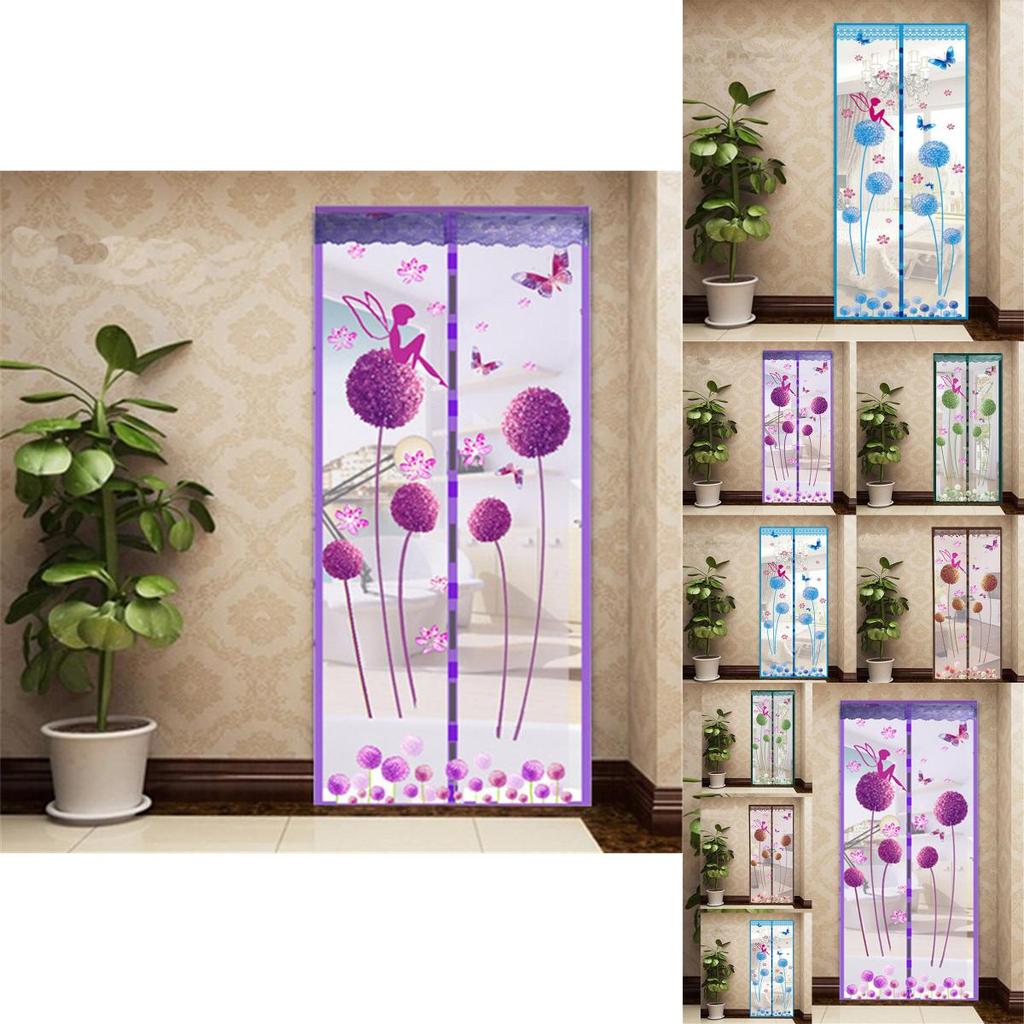 Chic Anti-mosquito Door Screen Featuring Dandelion Design And Magnetic Closure