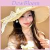 French Lace Bow Summer Wide Brim Hat For Sun Protection Beach Vacation Fans