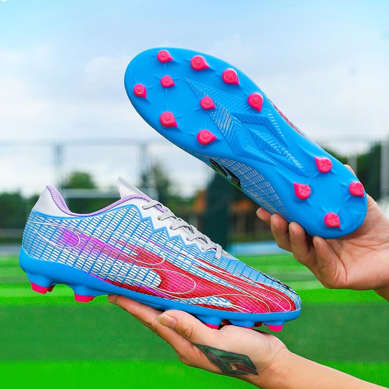 Mens Womens High-Cut Soccer Cleats Training Match On Grass Fields Rubber Sole Anti-Slip Football Shoes