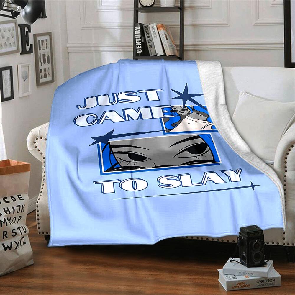 1pc JUST SLAY Soft Flannel All Season Throw for Home, Office, Outdoor UseDurable Comfort Soft Warm Throw for Home
