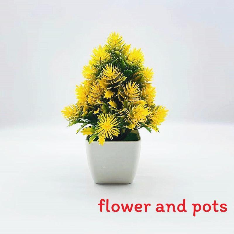 

Twenty Five Simulate Large Pine Needles Green Plants Potted Desktop Decoration жёлтый