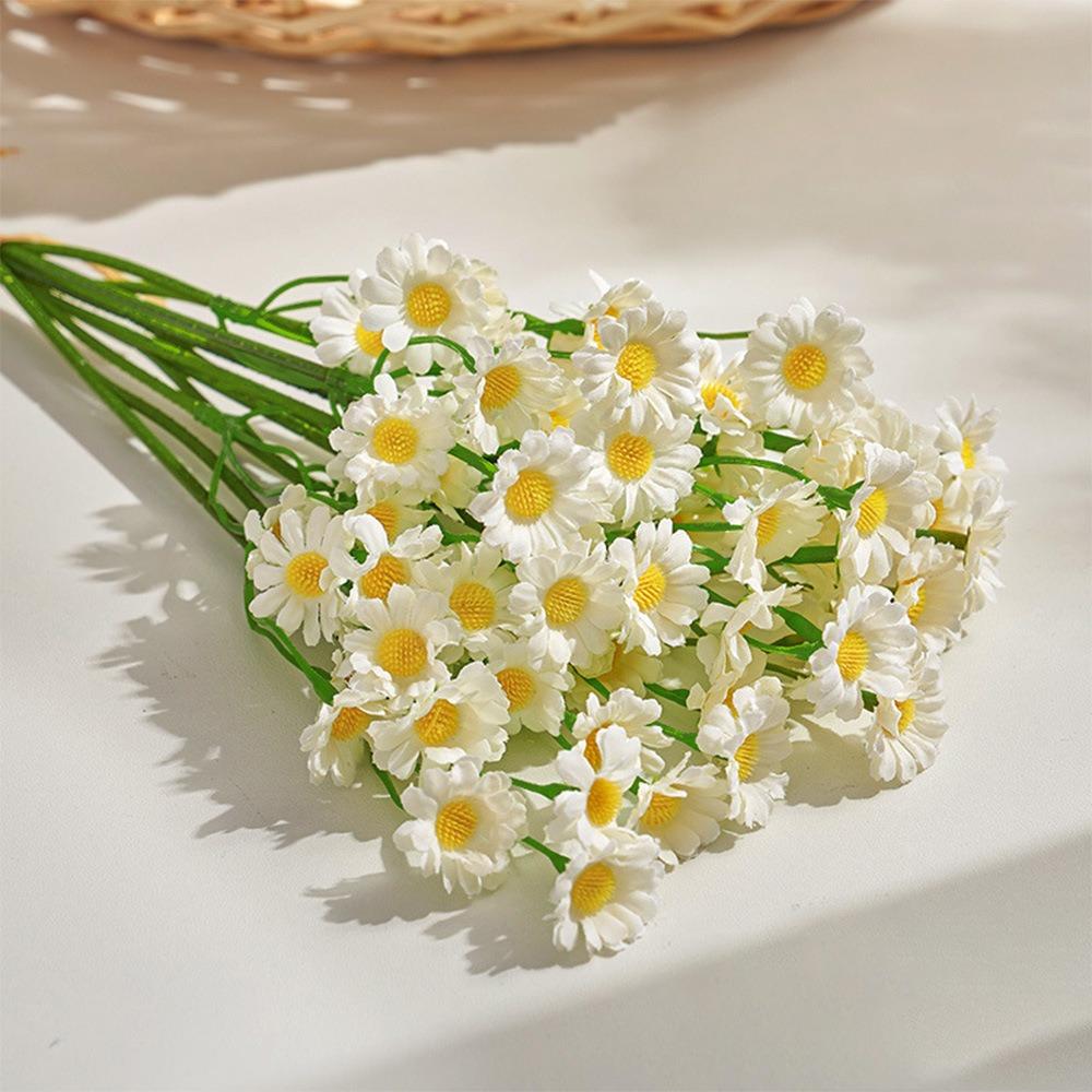 60 головок искусственных цветов ромашки, шелковые лепестки, разноцветные, поддельные хризантемы, реквизит для фотосъемки, букет из искусственных цветов, свадебный букет