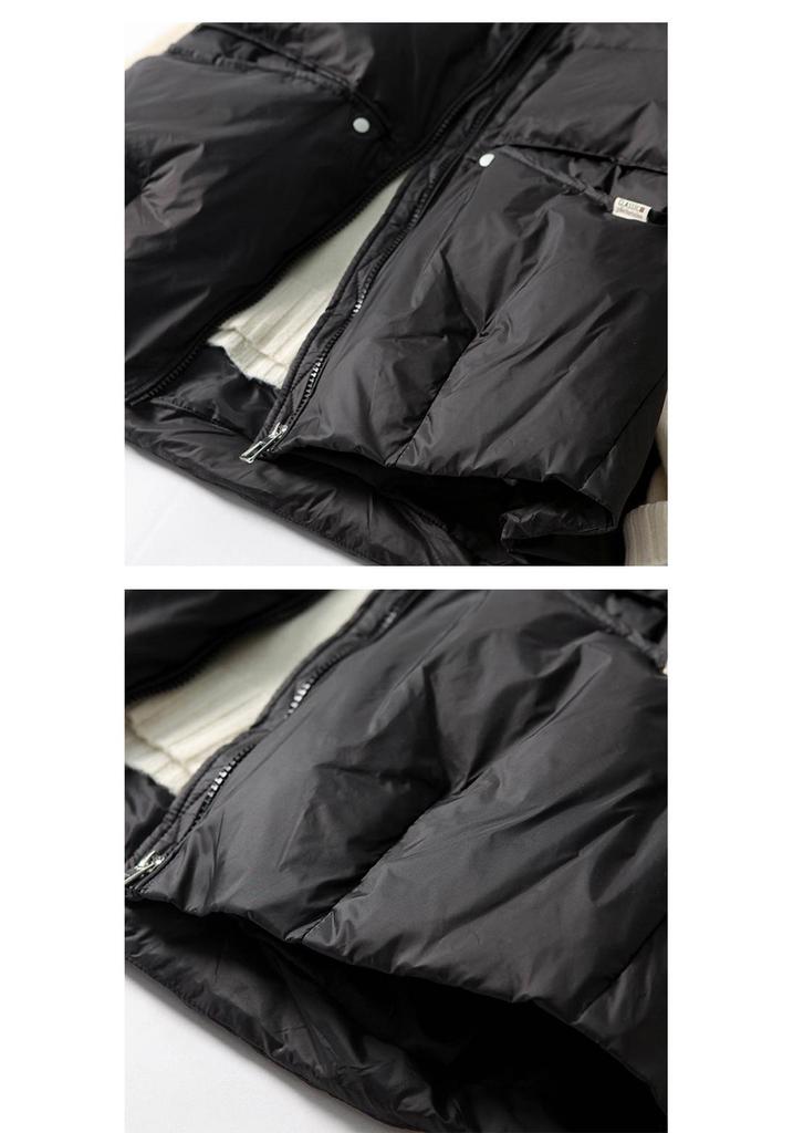 Women's Lightweight Stand Collar Down Vest with Rivet Pockets - Short, Warm, White Duck Down for Autumn/Winter 2023