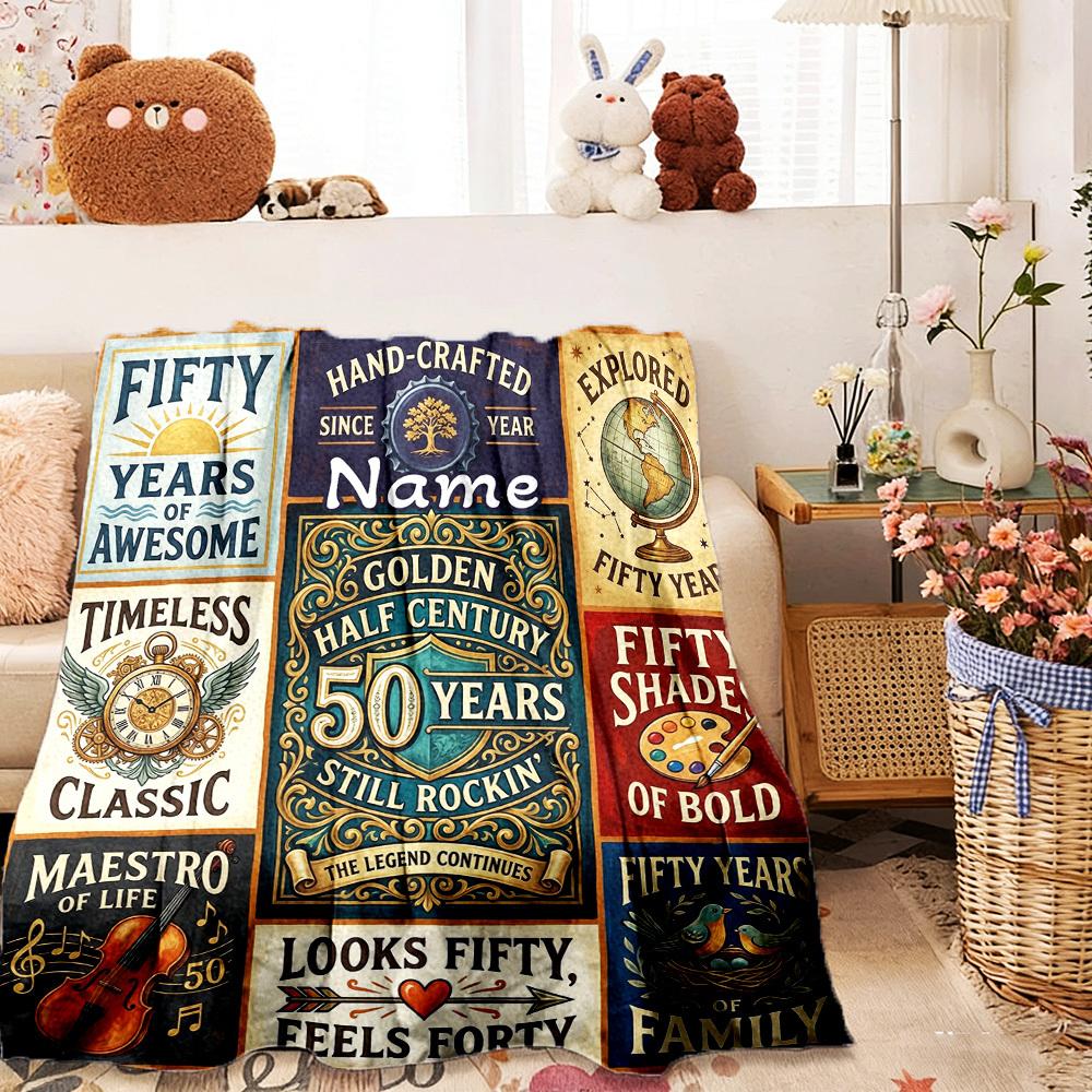 Customize Your Name Home Blanketss Golden Anniversary Edition Celebrate 50 Years Of Love With Comfort Softness And Versatility For All Seasons Perfect