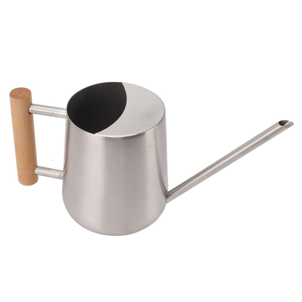 Watering Can 900ml Stainless Steel Long Spout Wooden Handle Elegant Flower Watering Pot for Garden
