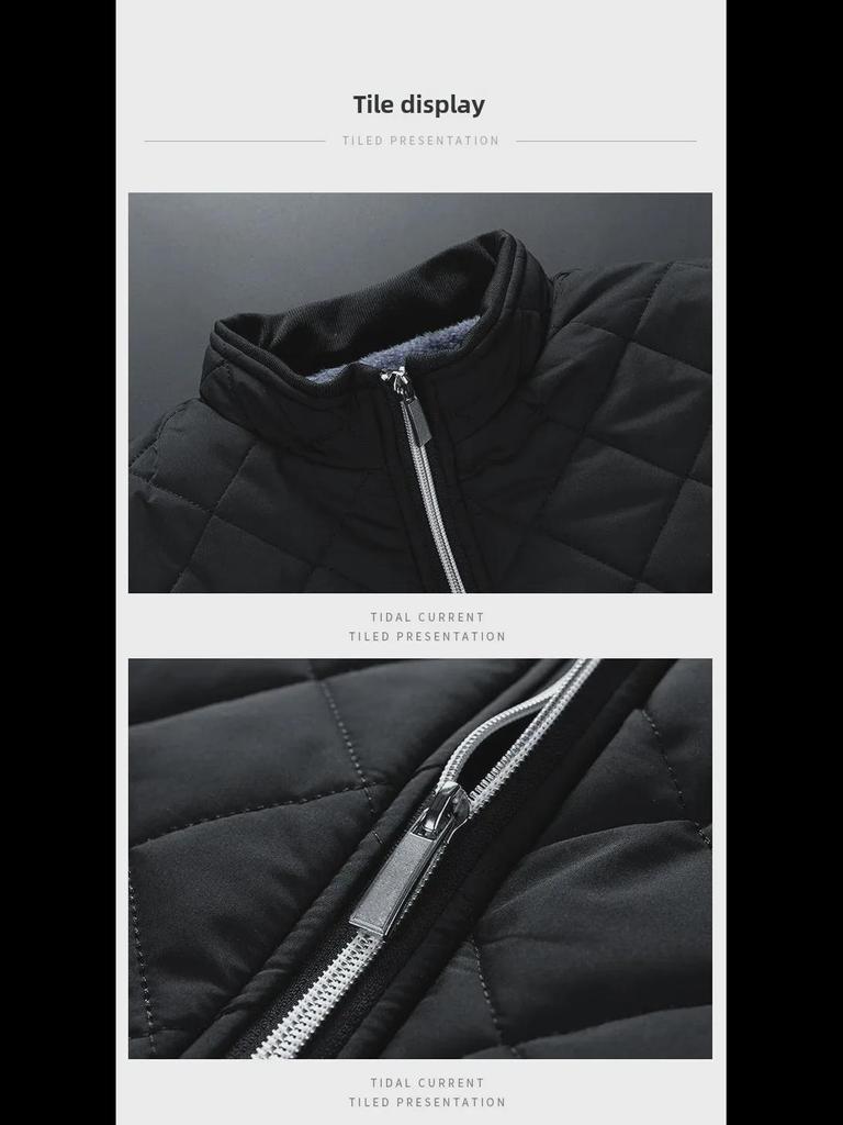 Herren Cross-Border Winddichte Jacke mit Stehkragen: Verdickt, mit Baumwolle gefüttert, lässig, warm, vielseitig für Herbst und Winter