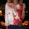 Women's Halloween Printed Long Sleeve Neck Pullover Top