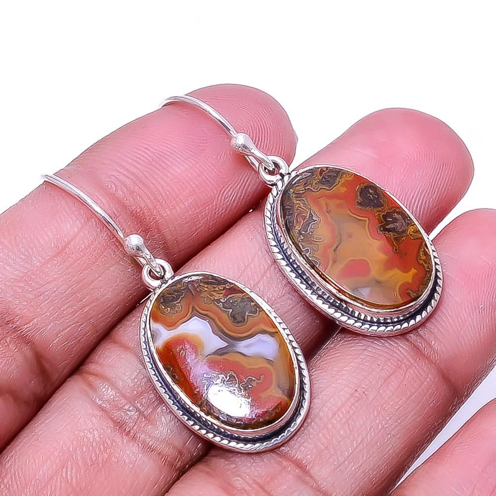 

Seam Agate -Morocco Designer Handmade 925 Sterling Silver Earring 1.56 E11