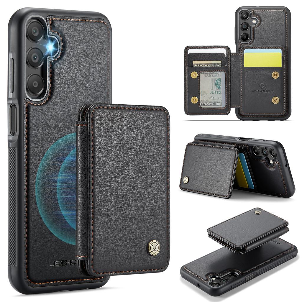 JEEHOOD J05 For Samsung Galaxy A15 4G/5G Case Leather Mobile Cover with Detachable Magnetic Card Bag