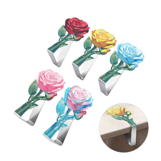 Stainless Steel Rose Tablecloth Clip Non-slip Indoor Outdoor Wedding Party Picnic Camping Table Cover Holder Fixing Clamp