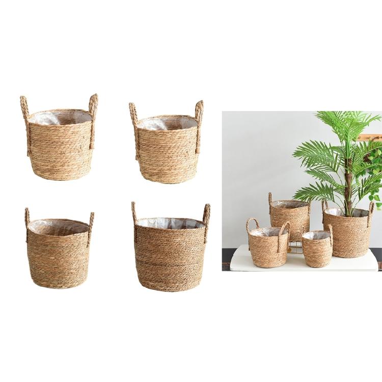 Woven Flower Pots Straw Flower Pots Outdoor Tables Large Straw Bag Basket Hand