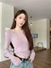 Sweet Hanging Neck Fake Two Pieces Tops Women Korean Chic Bottoming Slim T-Shirt Harajuku Fashion Casual Clothes Autumn 2024 New