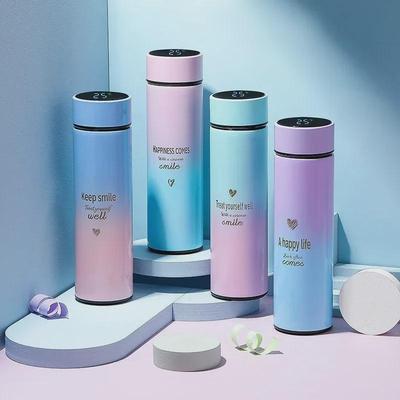 Thermos sfumato: Tazza per l'acqua in acciaio inossidabile 304 a temperatura intelligente, misurazione creativa della temperatura, incisione personalizzata, tazza dritta pronta per il regalo