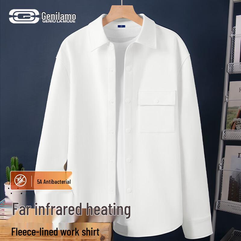 GENIOLAMODE Men s Retro Fleece-lined Long Sleeve Shirt 3XL