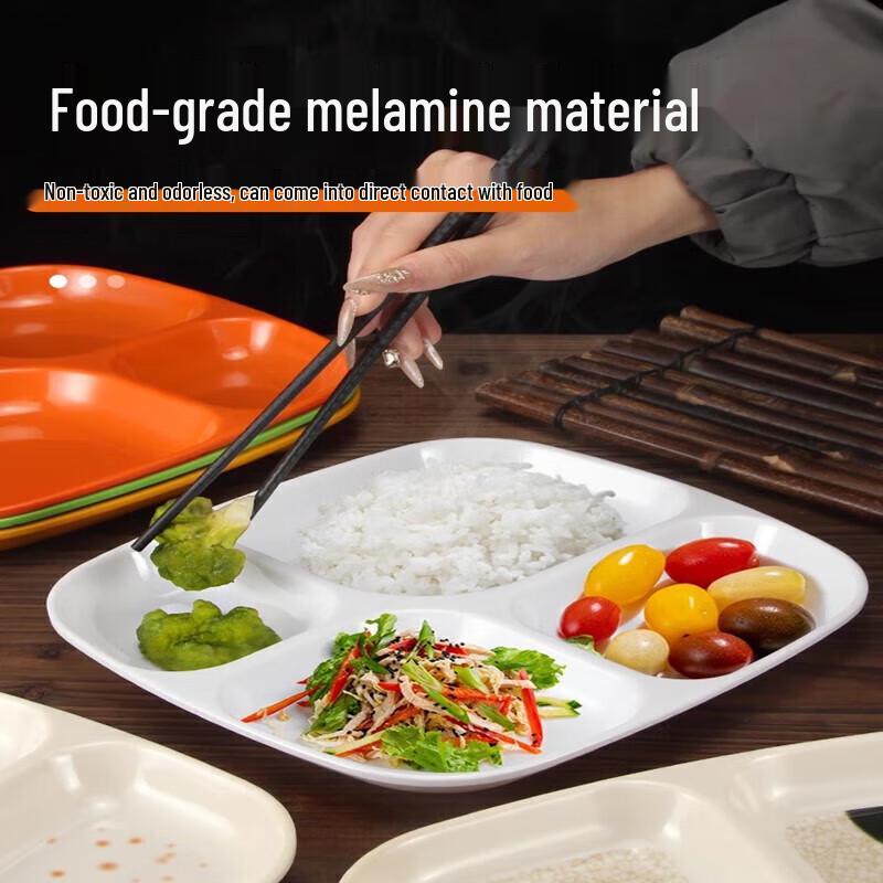 Thickened Melamine 4-Compartment Meal Tray