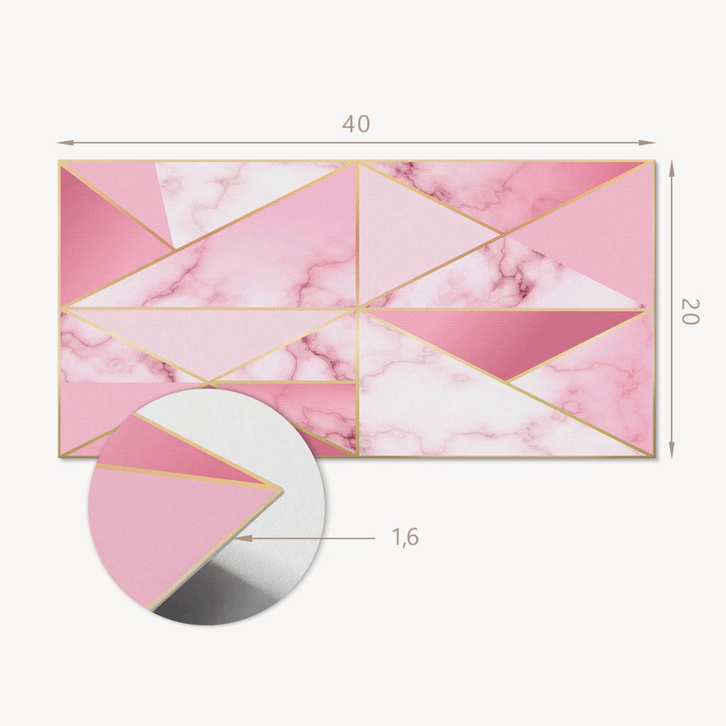 Set of Self-Adhesive PVC Tiles Geometric Patterns with Marbles 10X40X20 Cm