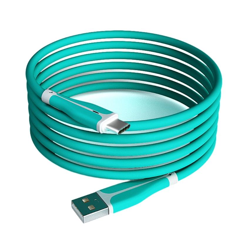 Liquid Silicone Data Cable with Lamps 3A Super Fast Charging Cable Cord Support Data Transmission for Tablets PC