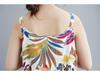 2025 Summer Plus Size Spaghetti Strap Print Dress - Cotton Linen Maxi for Women