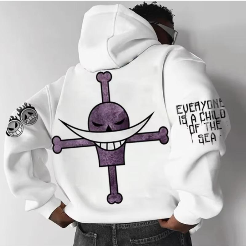 ONE PIECE Neuer Hoodie Frühling/Herbst Herren Lässig Locker Bedruckt Street Trend Harajuku Eltern-Kind Reiner Baumwoll Pullover Oberteil