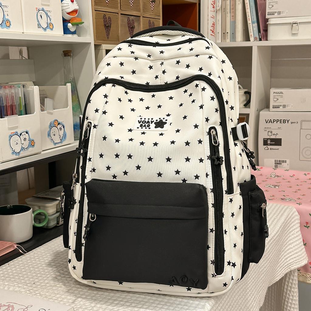 Schoolbag Fresh and Simple Middle School Student New Schoolbag Girl High Value Star Printing Campus Large Capacity Travel Backpack