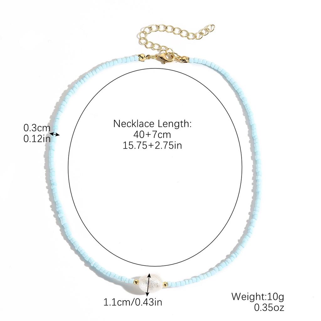 Necklace for Women Jewelry Necklace Fashion Sweet Cool Style Rice Bead Necklace Bohemian Handmade Beaded Necklace Beautiful Elegant Necklace for Her