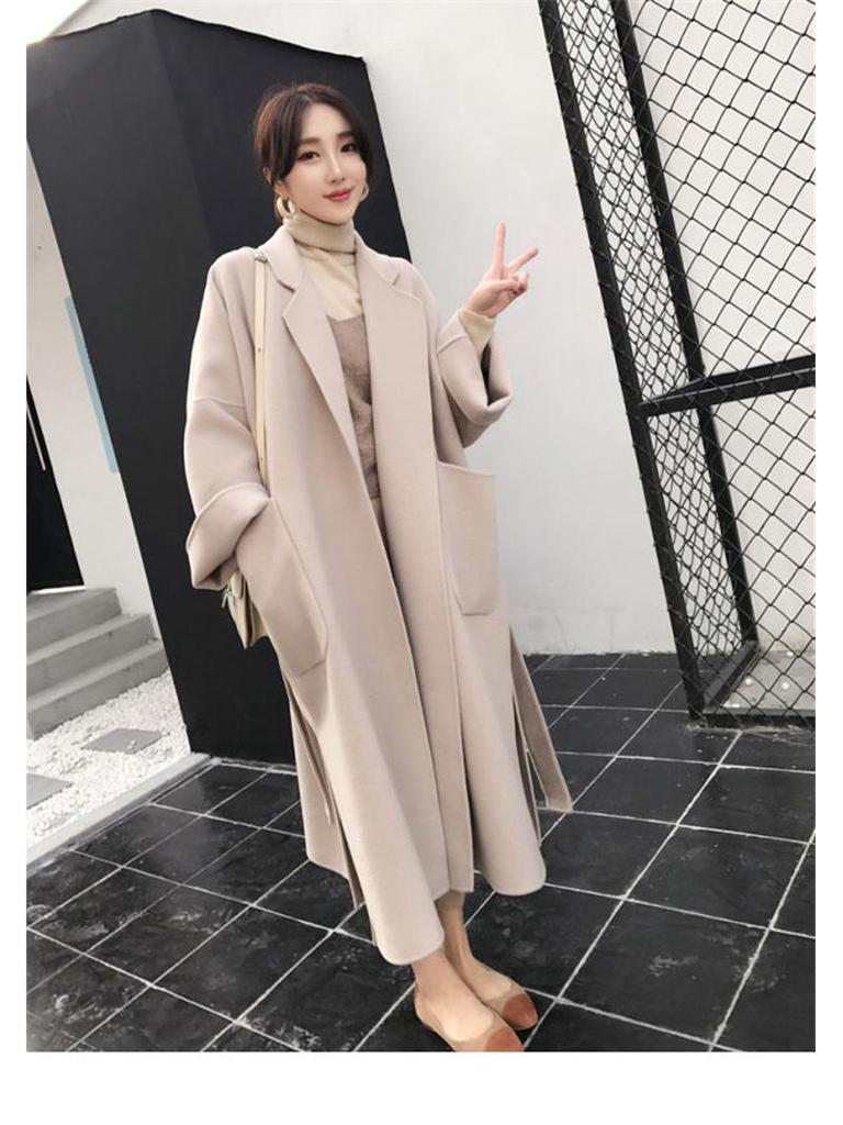 2025 Autumn/Winter Korean Style Slimming Plus Size Mid-Length Wool Coat