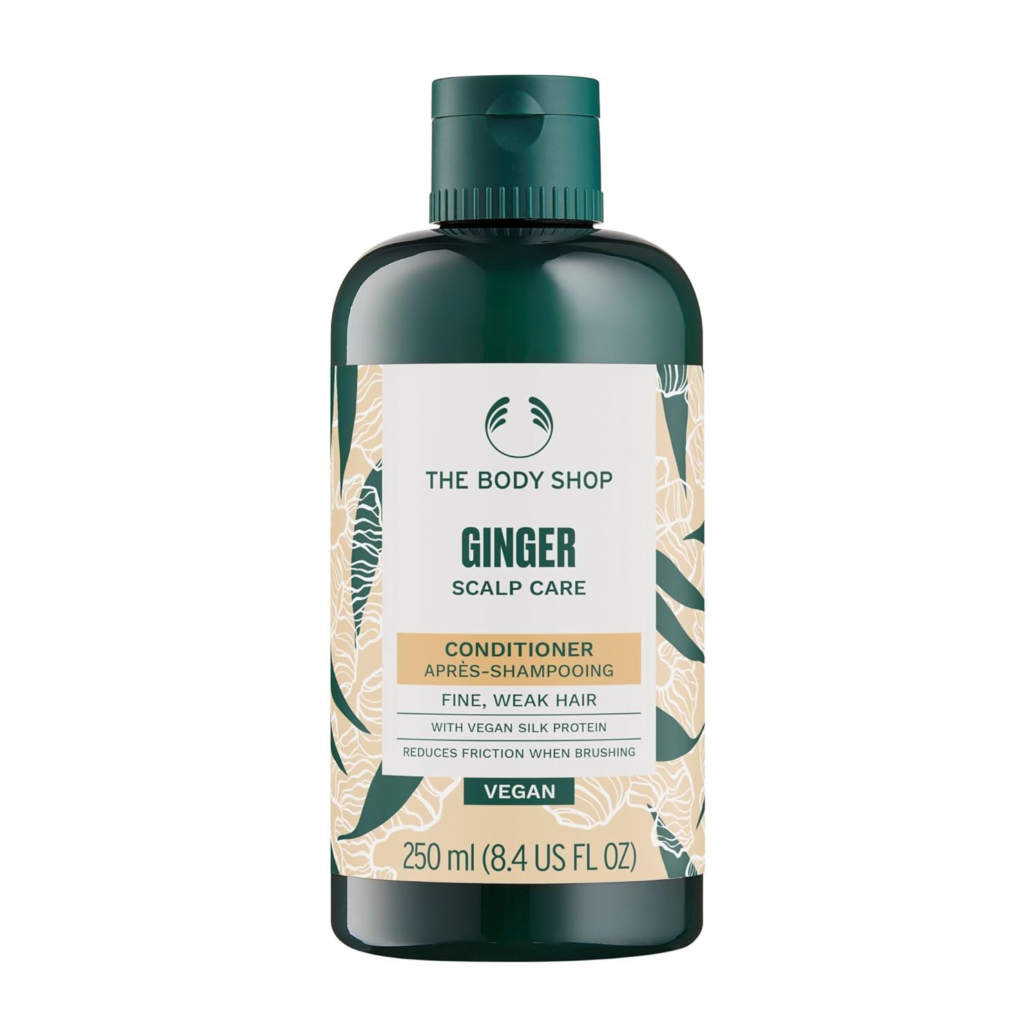 The Body Shop Веганский имбирный кондиционер 250 мл для сухой кожи головы и слабых волос с протеинами шелка