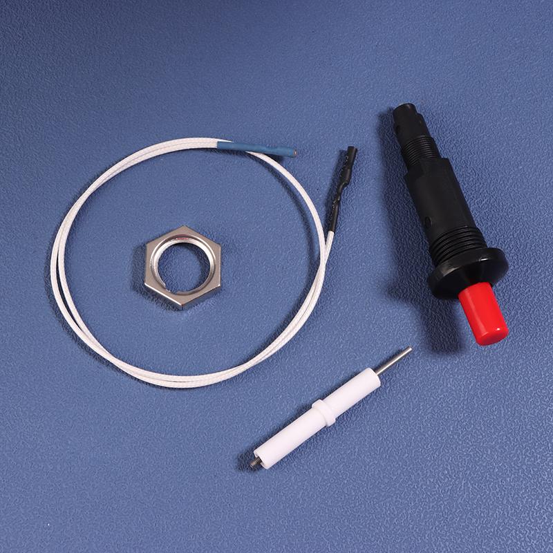 1Set Push Button Piezo Ignitor With Cable Spark Ignition Kit Pressing Sparking For Oven Stove Bbq Camping Hiking Kitchen Lighter