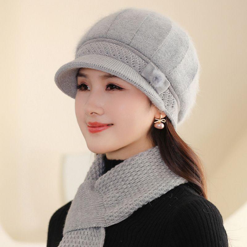 

Wool hat women s autumn and winter knitted hat mother-in-law hat hat middle and old warm thickened hat winter separate hat