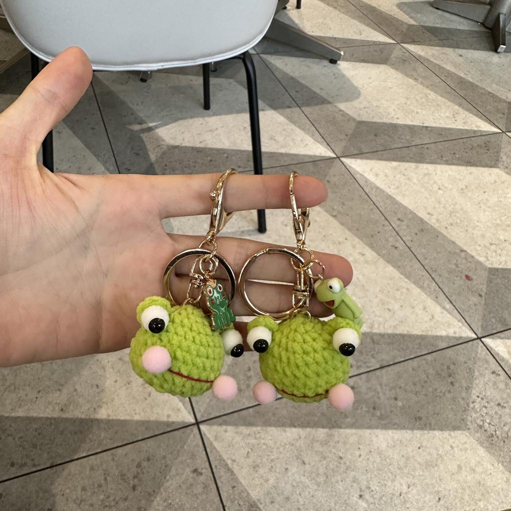 4cm Cute Crochet Keychains Knitting Funny Frog Keychain Creative Key Holder For Keys Storage Bag Knitted Doll Keyrings Wholesale