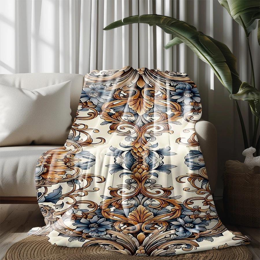 Floral Pattern Blanket Microfiber Flannel Cover Blanket Bedroom Living Room Sofa Soft And Comfortable Home Decoration