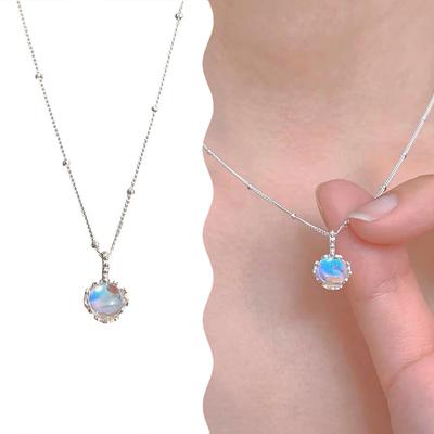 „Water Drop Moonlight Stone“ pakabukas karoliai moterims, mergaitėms „Moonstone Charm Chain“ vakarėlio papuošalų priedai