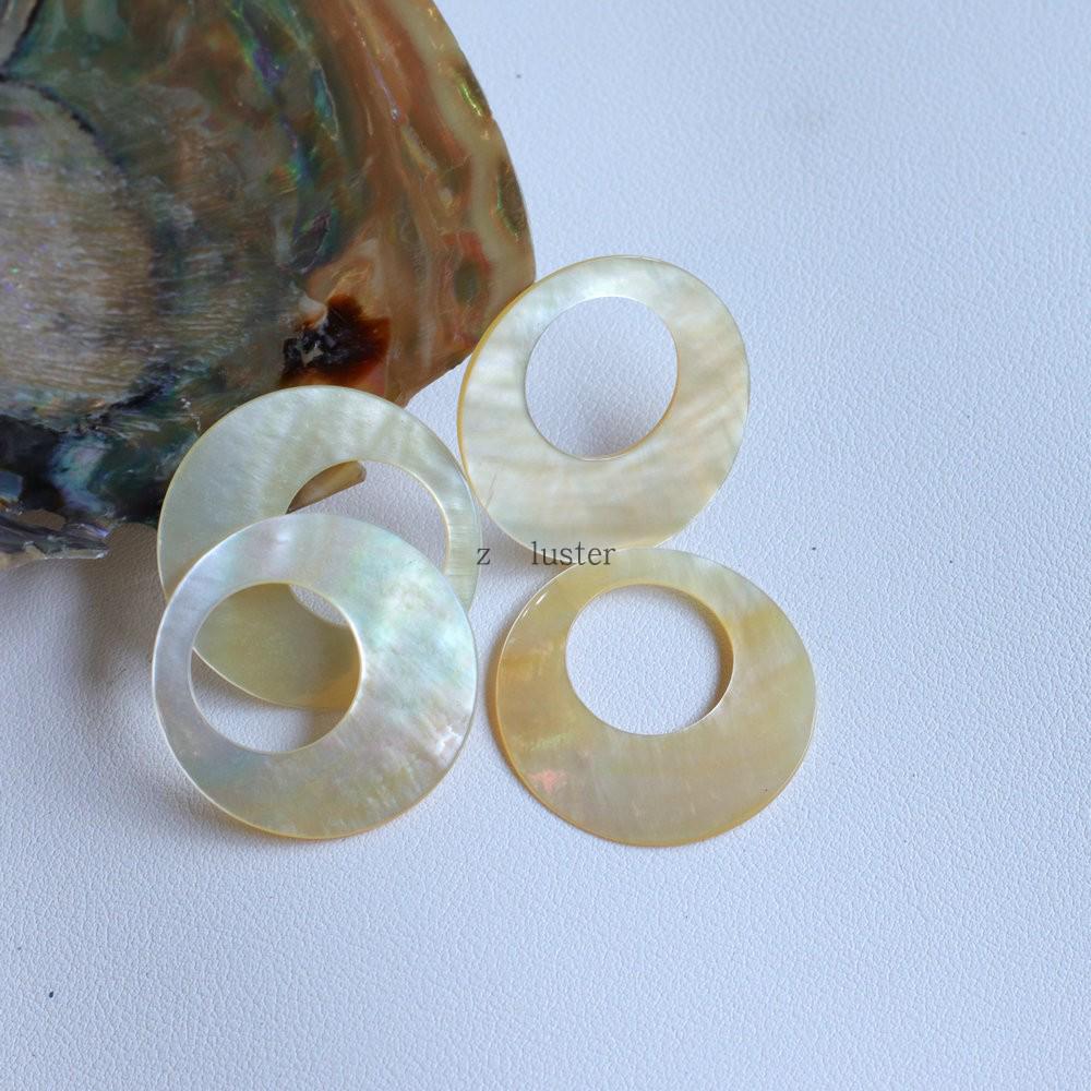 Natural White & Yellow Mother of Pearl Round Pendant Shell for DIY Earring/Necklace (30-35-45mm)