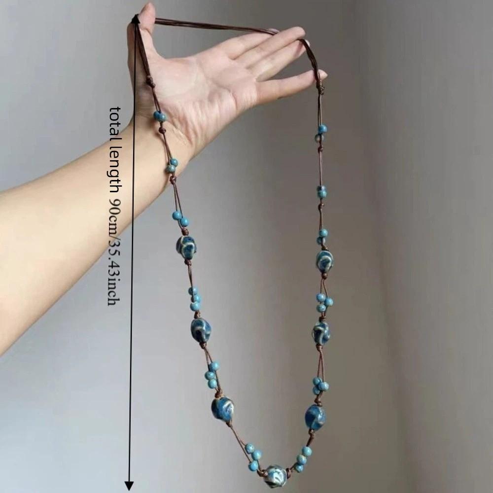 Ethnic Style Beaded Necklaces Bohemia Sweater Chain Fashion Jewelry Ceramic Chain For Women