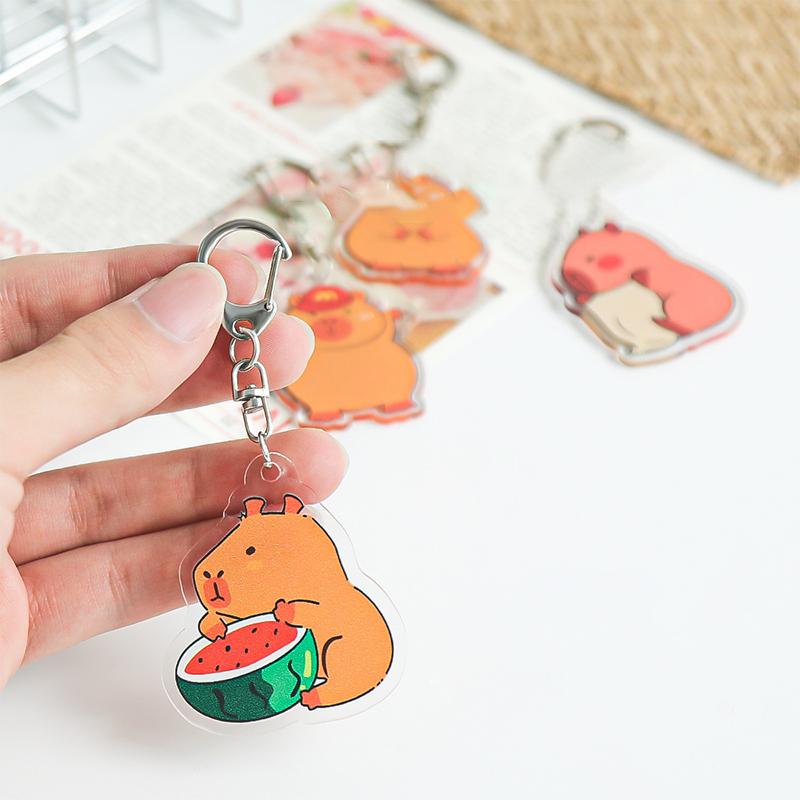 Niedliche Cartoon-Acryl-Capybara-Schlüsselanhänger, Geschenke, Spielzeug-Anhänger, Kapibala-Schlüsselanhänger, Schlüssel-Zubehör, lustige Autoschlüssel
