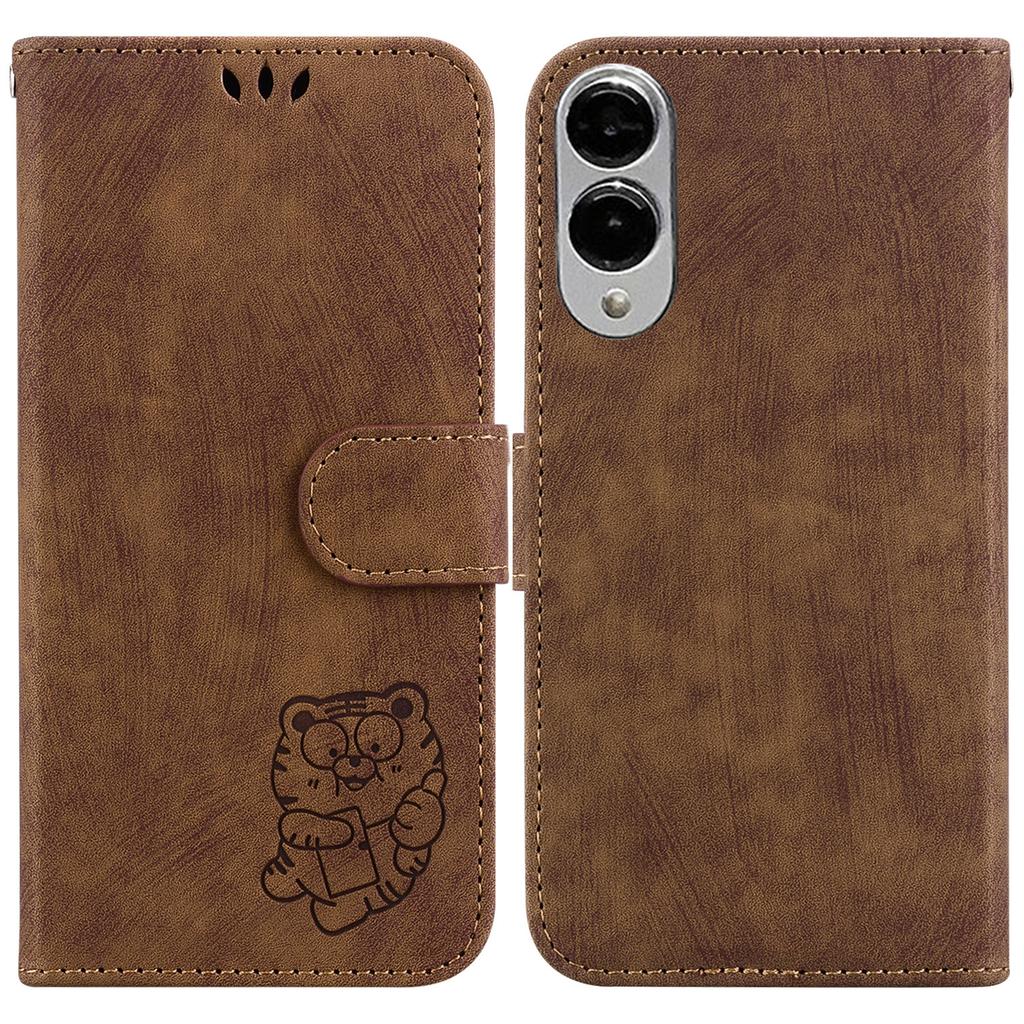 For Samsung Galaxy S25 Edge Wallet Case Tiger Imprint Leather Shockproof Phone Cover