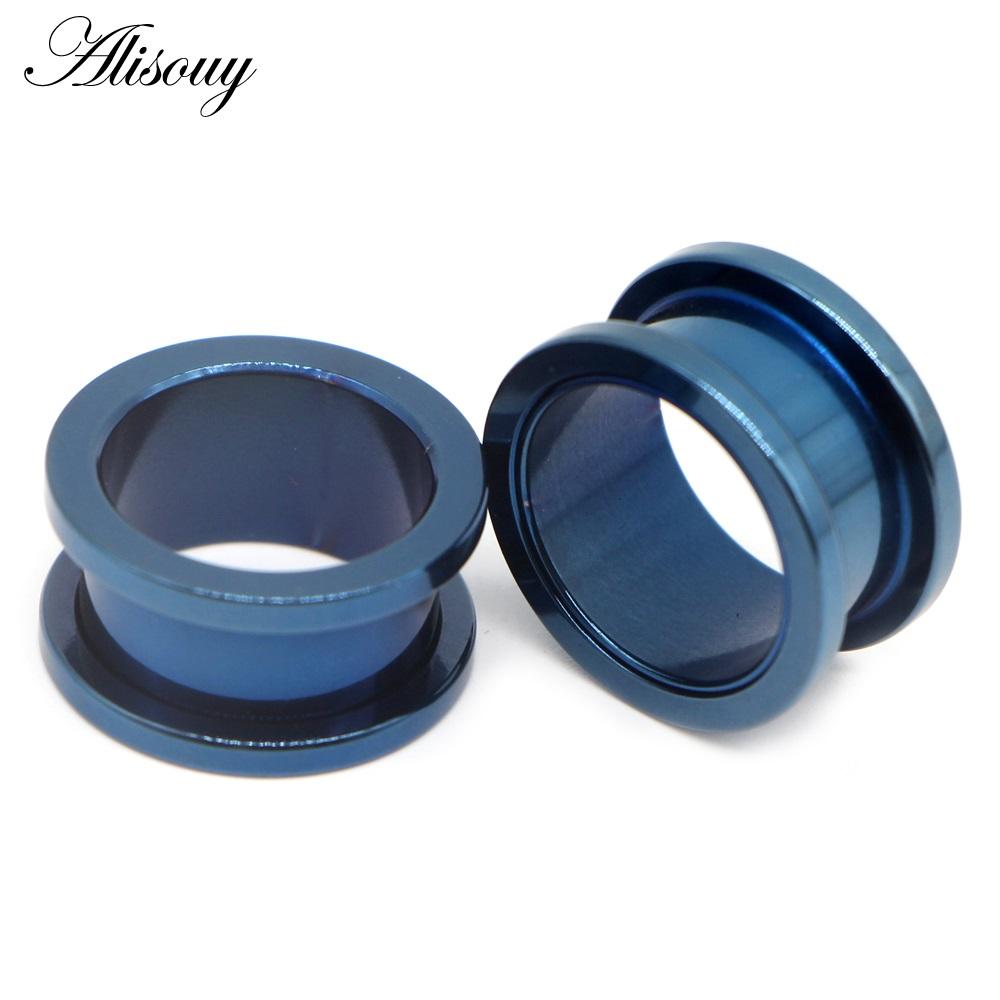 New 2pcs Colorful Anodized Stainless Steel Screw Fit Ear Flesh Tunnel Earring Plug Expander Body Jewelry Piercing Earlet Gauges