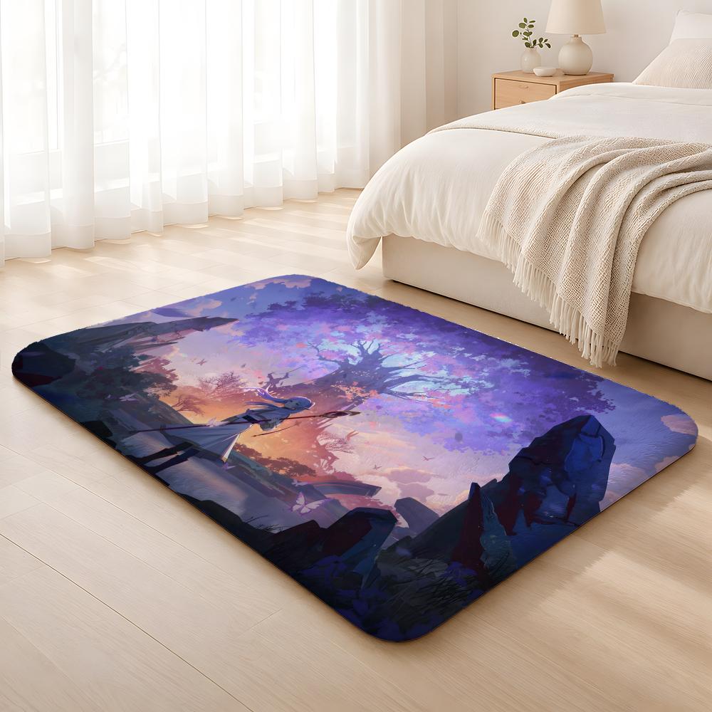 Anime F-Friend Cute Floor Mat Machine Washable Soft Flannel Area Rug, Non-Slip Absorbent Floor Mat for Living Room Bedroom