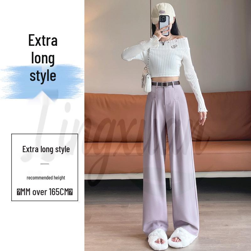 Autumn 2026 Women's High Waist Slim Fit Wide Leg Casual Pants - Floor Length