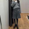 Light Gray Woolen High Waist Midi A-Line Skirt - Slimming, Versatile, Autumn/Winter Fashion for Women
