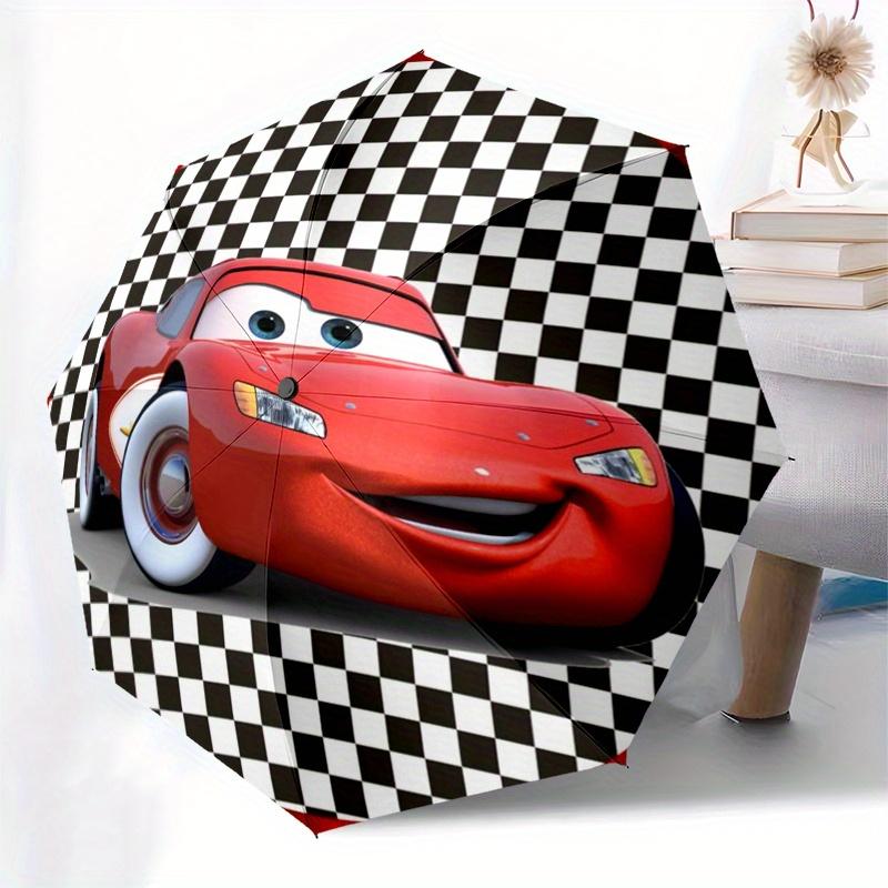Disney Lightning McQueen Manual Opening and Closing Umbrella - 8-Rib Reinforced Folding Design, Lightweight